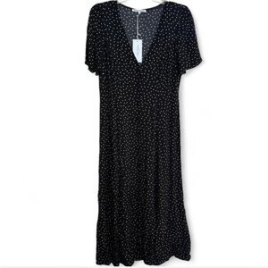 Reformation Black V-Neck Flutter Sleeve Midi Dress 6, Locklin Selene Style